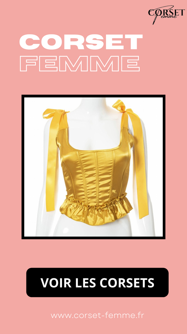 TOP CORSET JAUNE ÉPOQUE VICTORIENNE À RUBANS