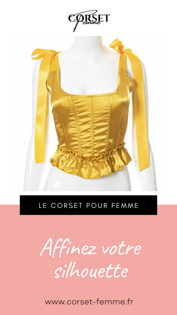 TOP CORSET JAUNE ÉPOQUE VICTORIENNE À RUBANS