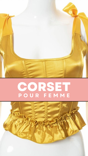 TOP CORSET JAUNE ÉPOQUE VICTORIENNE À RUBANS