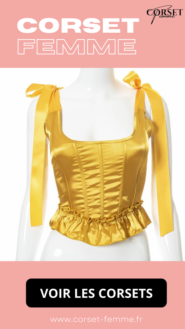 TOP CORSET JAUNE ÉPOQUE VICTORIENNE À RUBANS