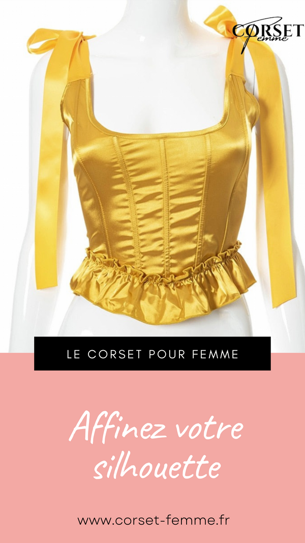 TOP CORSET JAUNE ÉPOQUE VICTORIENNE À RUBANS