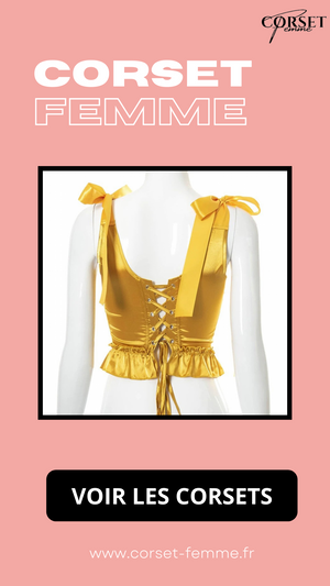TOP CORSET JAUNE ÉPOQUE VICTORIENNE À RUBANS