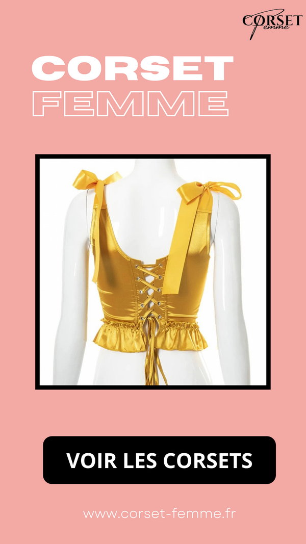 TOP CORSET JAUNE ÉPOQUE VICTORIENNE À RUBANS