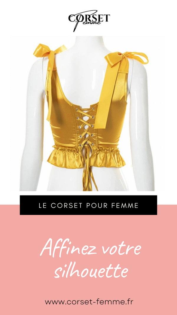 TOP CORSET JAUNE ÉPOQUE VICTORIENNE À RUBANS