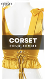 TOP CORSET JAUNE ÉPOQUE VICTORIENNE À RUBANS
