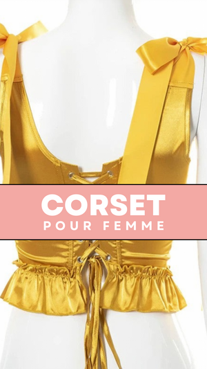 TOP CORSET JAUNE ÉPOQUE VICTORIENNE À RUBANS