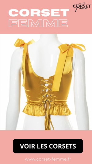 TOP CORSET JAUNE ÉPOQUE VICTORIENNE À RUBANS