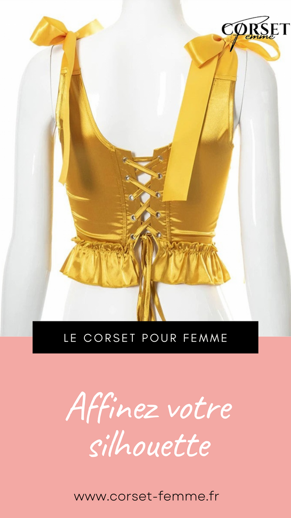 TOP CORSET JAUNE ÉPOQUE VICTORIENNE À RUBANS