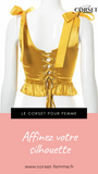 TOP CORSET JAUNE ÉPOQUE VICTORIENNE À RUBANS
