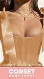 TOP CORSET ROSE ÉPOQUE VICTORIENNE À RUBANS