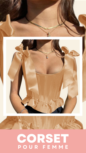 TOP CORSET ROSE ÉPOQUE VICTORIENNE À RUBANS