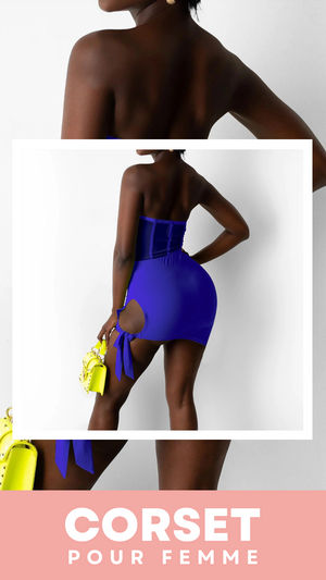 ROBE COURTE CHIC SANS BRETELLES (BLEU)