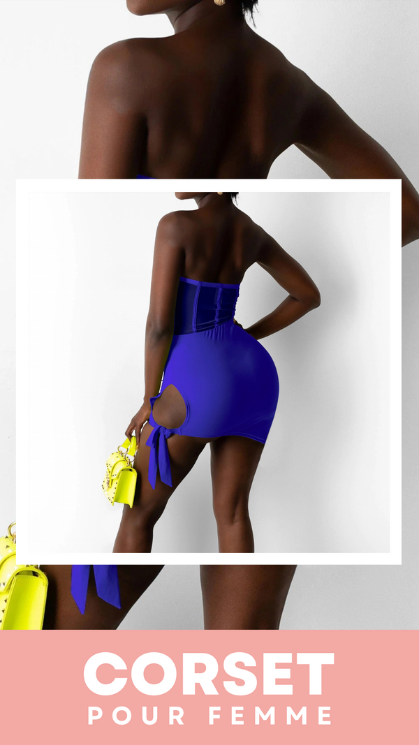 ROBE COURTE CHIC SANS BRETELLES (BLEU)