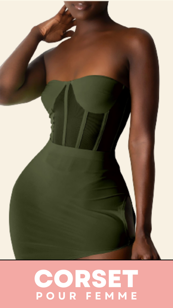 ROBE COURTE CHIC SANS BRETELLES (VERT)
