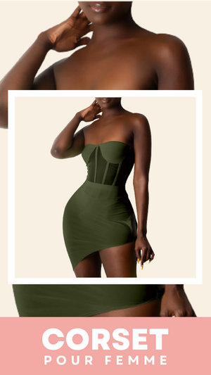ROBE COURTE CHIC SANS BRETELLES (VERT)