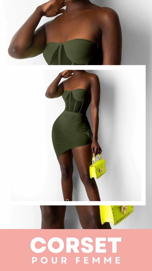 ROBE COURTE CHIC SANS BRETELLES (VERT)