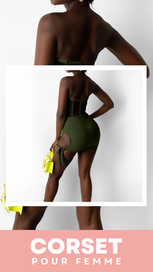 ROBE COURTE CHIC SANS BRETELLES (VERT)