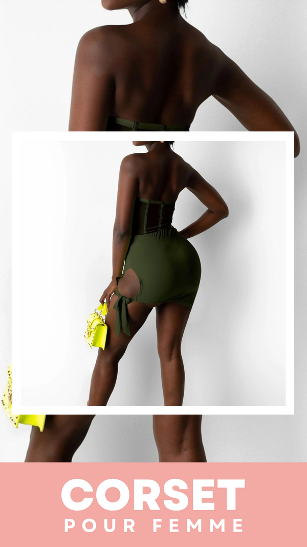 ROBE COURTE CHIC SANS BRETELLES (VERT)