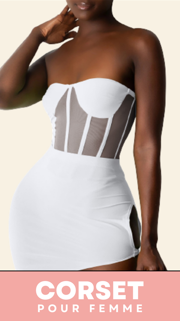 ROBE COURTE CHIC SANS BRETELLES (BLANC)