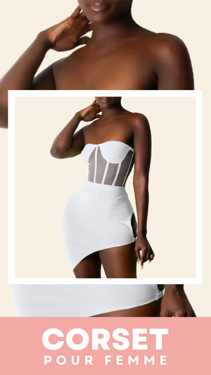 ROBE COURTE CHIC SANS BRETELLES (BLANC)
