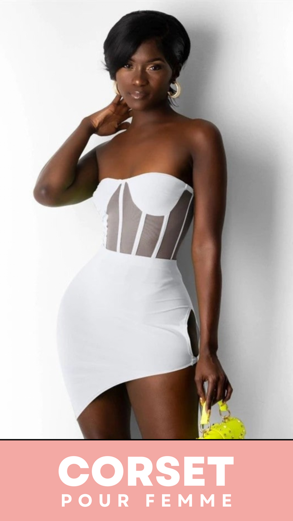 ROBE COURTE CHIC SANS BRETELLES (BLANC)