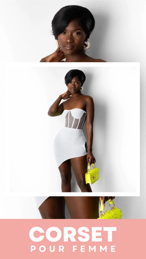 ROBE COURTE CHIC SANS BRETELLES (BLANC)