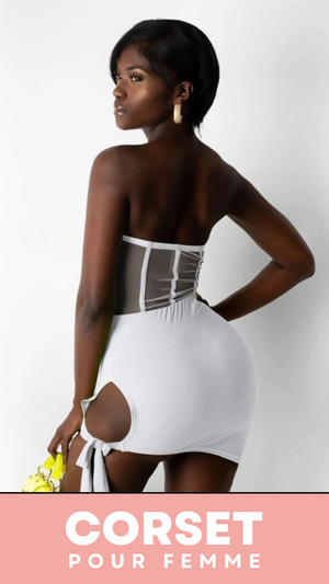 ROBE COURTE CHIC SANS BRETELLES (BLANC)