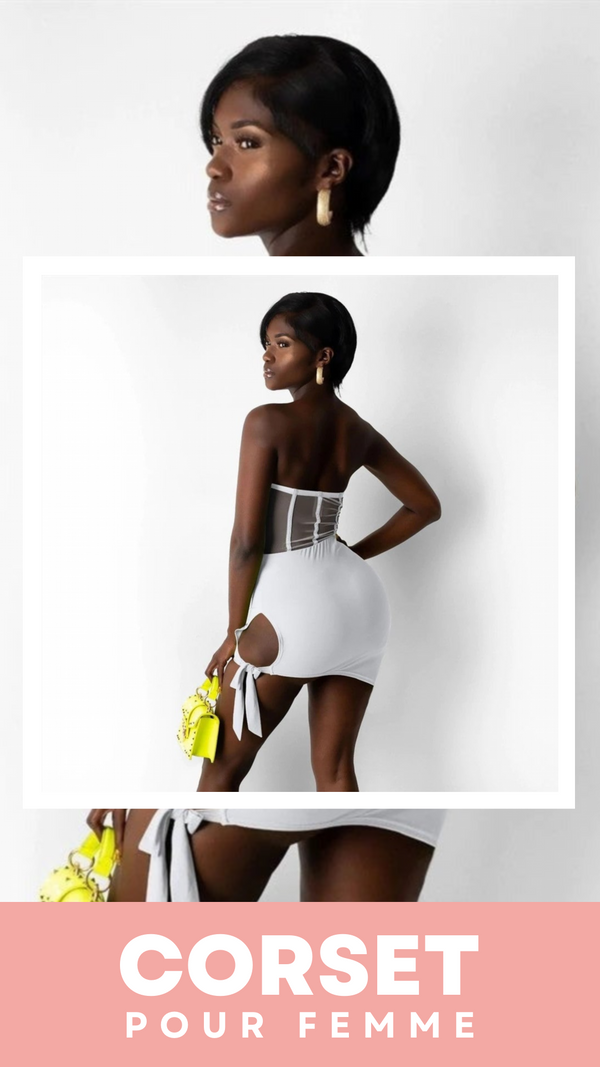 ROBE COURTE CHIC SANS BRETELLES (BLANC)