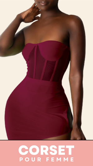 ROBE COURTE CHIC SANS BRETELLES (ROSE)
