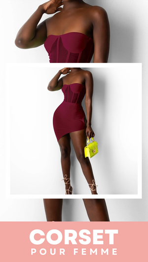 ROBE COURTE CHIC SANS BRETELLES (ROSE)