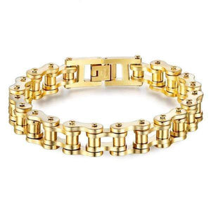 '+++Bracelet en chaîne de motard en or et acier